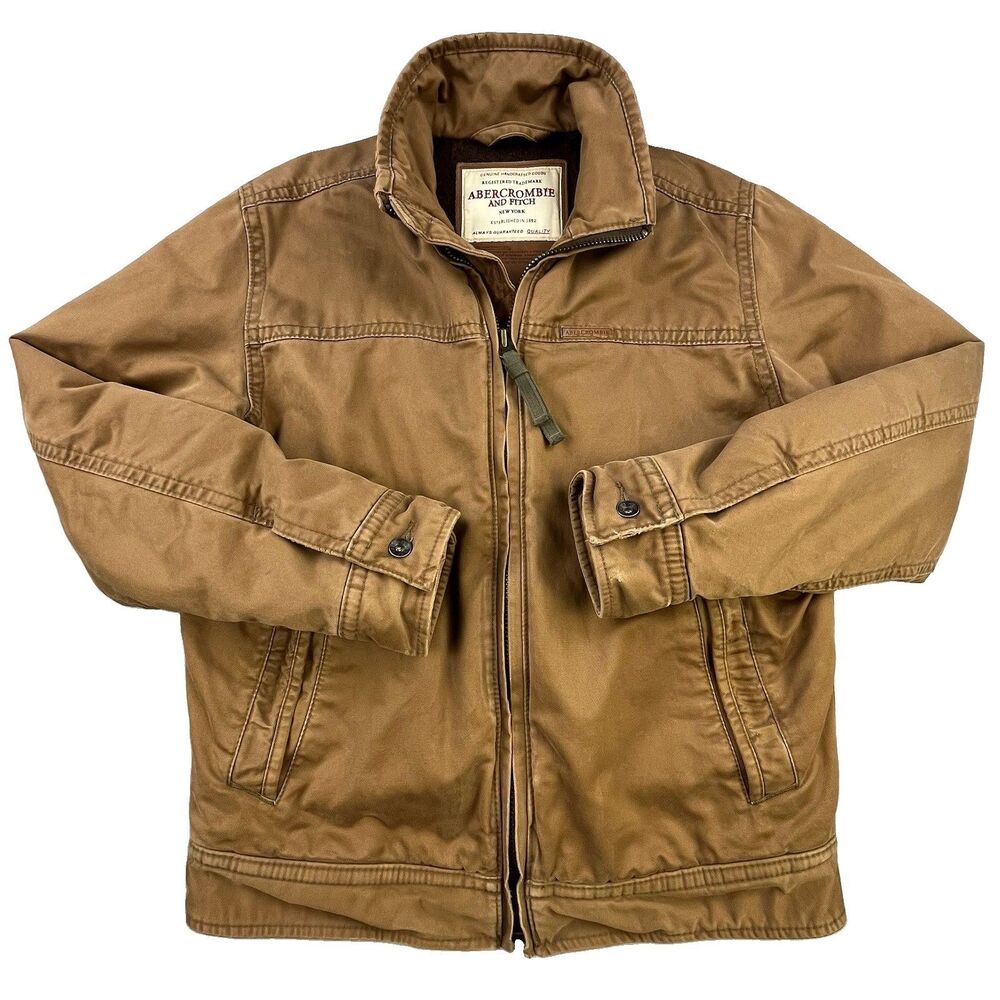 Vintage Abercrombie & Fitch Adirondack Jacket Small Brown Canvas Wool Lined
